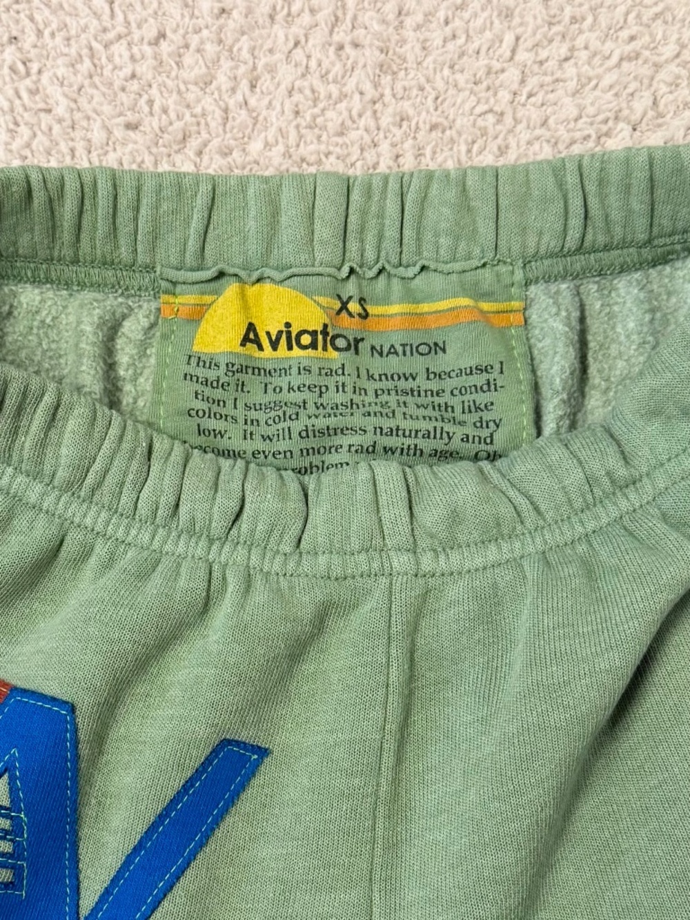 Aviator Nation Logo Stitch Sweatpants Sage Green XS - Picture 4 of 5